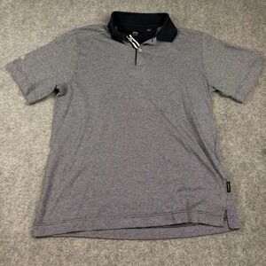 Callaway Golf Polo Shirt Mens Large X‎ Series C-Tech Micro Check Grey Blue